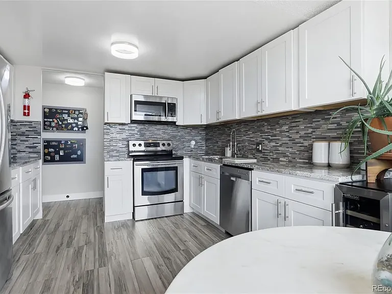 Kitchen with stainless steel appliances