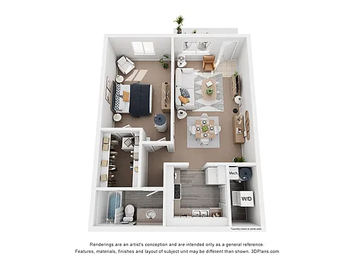 Floor plan 1x1 775 SQ FT