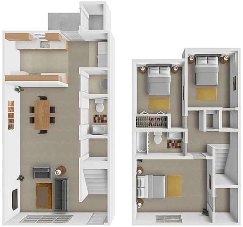 Floor plan 3 Bedroom 1.5 Bath Townhouse