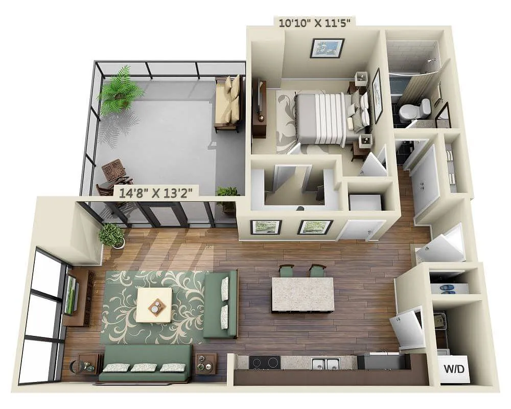 Floor plan One Bedroom A1F