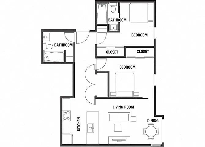 Floor plan 2BD x 2BA