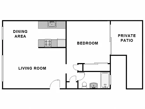 Floor plan 1 Bed / 1 Bath: Type D