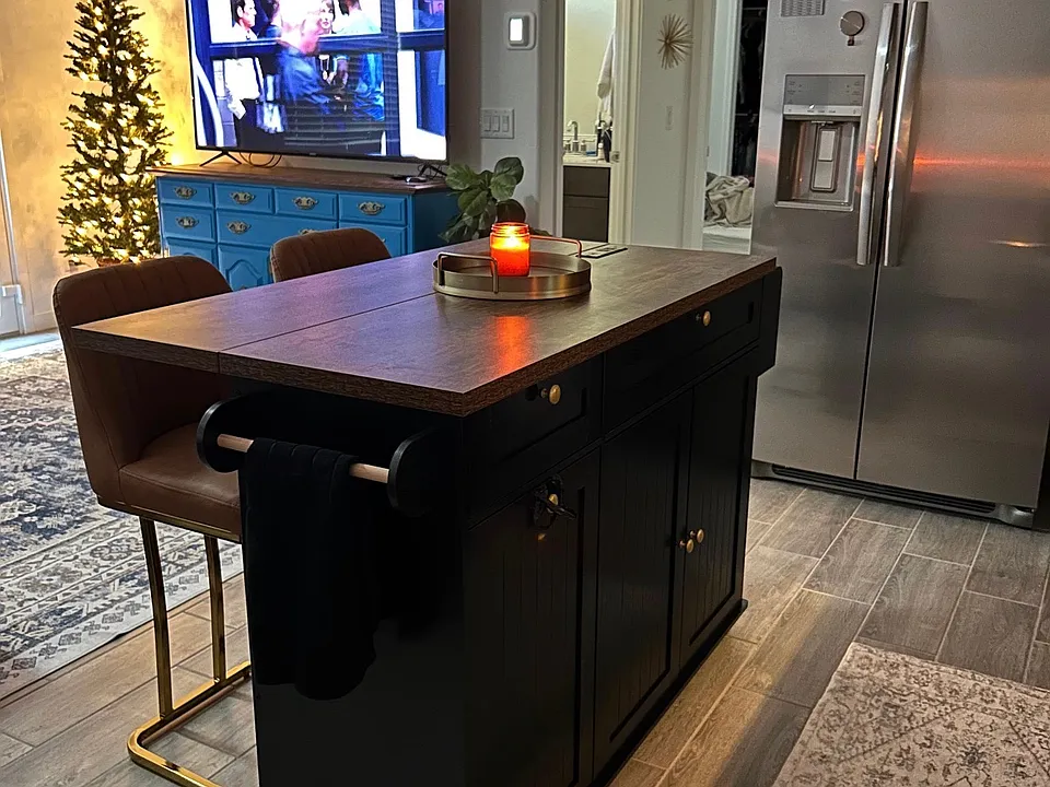 Note: photo is from current tenant (island and barstools are available for purchase)