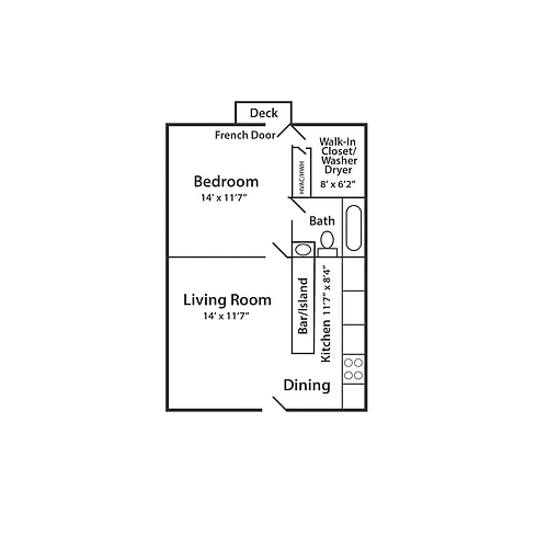 Floor plan 1 Bedroom 1 Bath