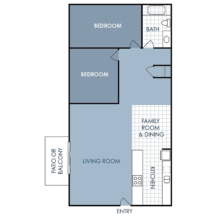 Floor plan 2 Bedroom 1 Bathroom