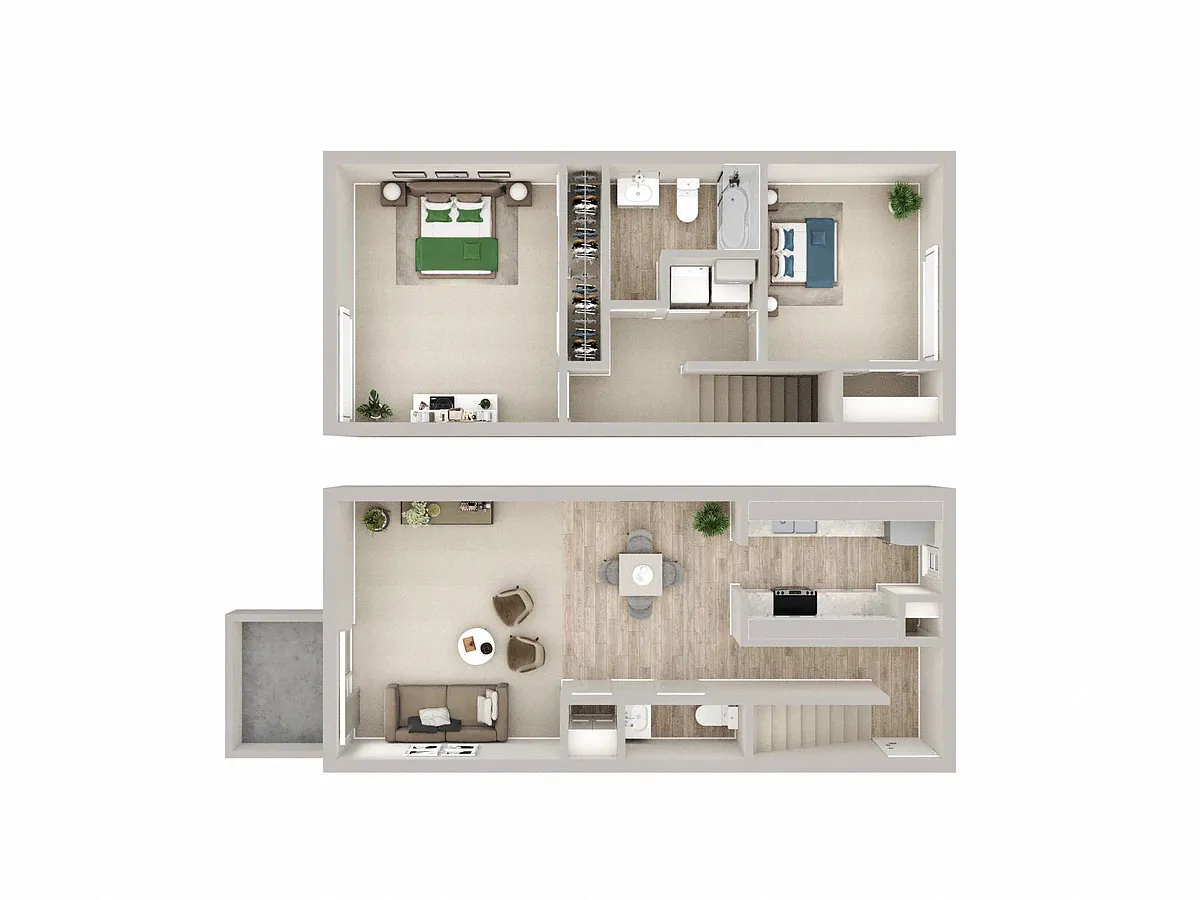 Floor plan 2 Bed Townhome