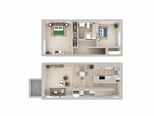 Floor plan 2 Bed Townhome