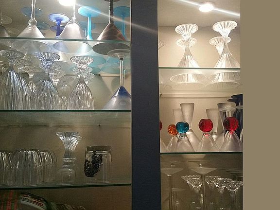 Glass shelving in kitchen!