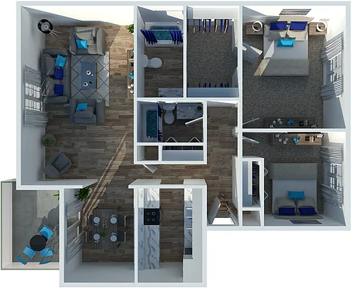 Floor plan Two Bedroom Two Bathroom Premium