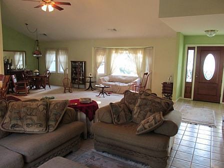 Looking back from fireplace