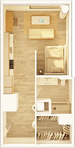 Floor plan West Jr 1 BR Promenade