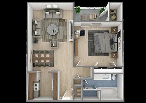 Floor plan 1 Bedroom, 1 Bathroom