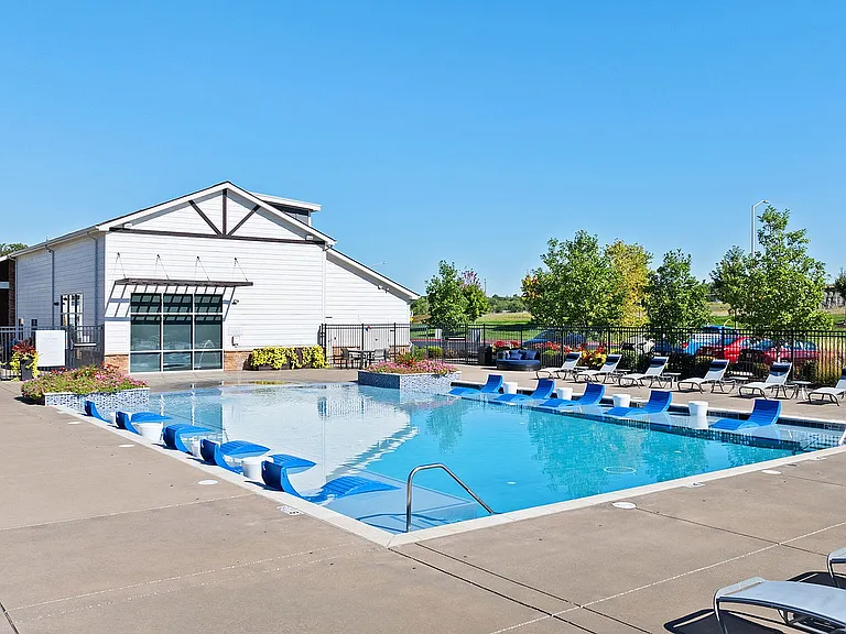 The swimming pool is open to all residents during the summer months.