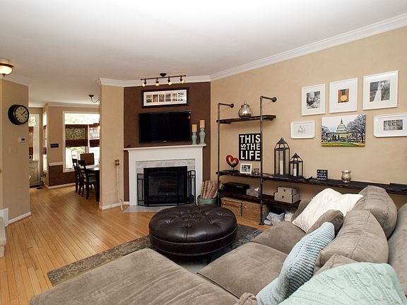 Living room with woodburing fireplace