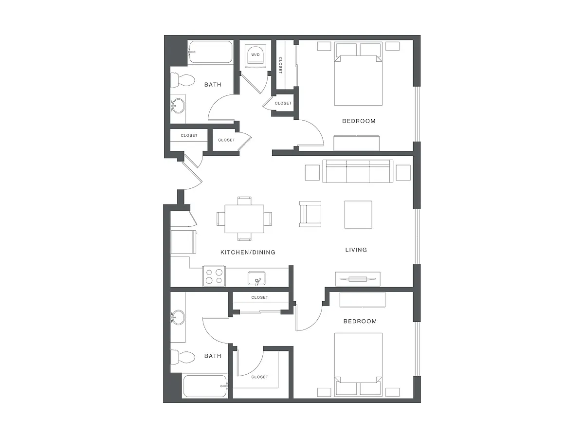 Floor plan 2 Bed/2 Bath-F-B1