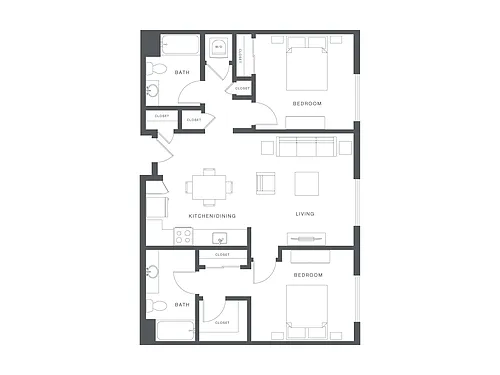 Floor plan 2 Bed/2 Bath-F-B1