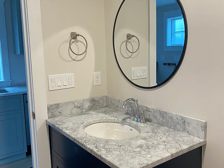 Granite counter in bathroom