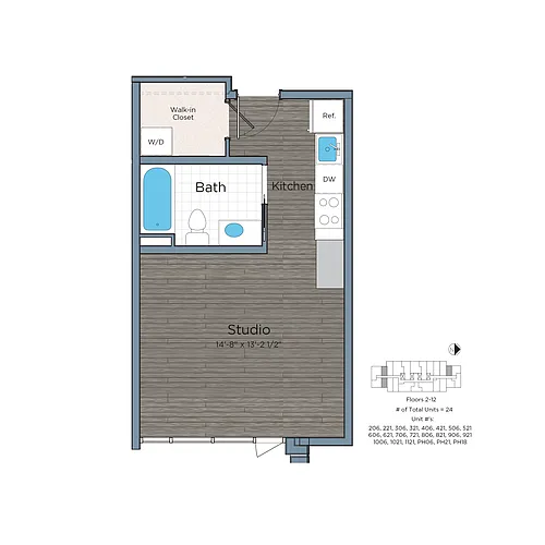 Floor plan Affordable Studio ADU-Lex