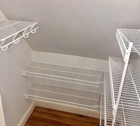 Mudroom closet with custom shelving