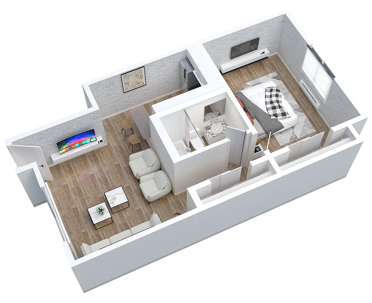 Floor plan 1 Bed 1 Bath A