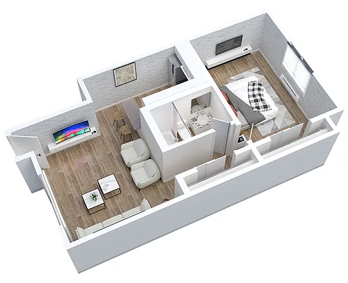 Floor plan 1 Bed 1 Bath A