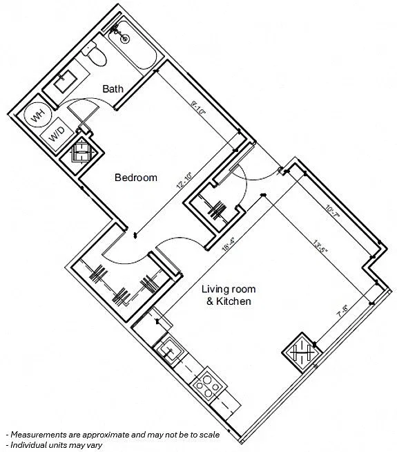 Floor plan 1BR 1E