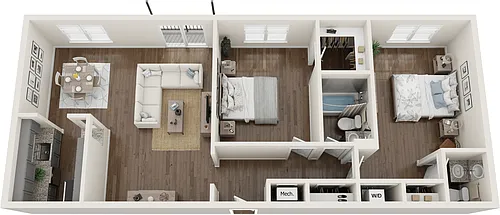 Floor plan 2 Bedroom, 1.5 Bathroom