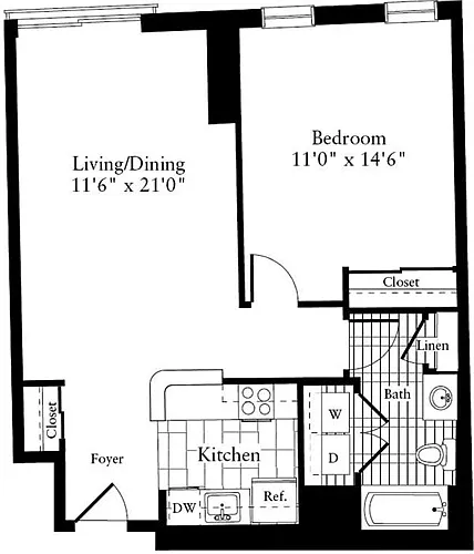 Floor plan 1 Bedroom H