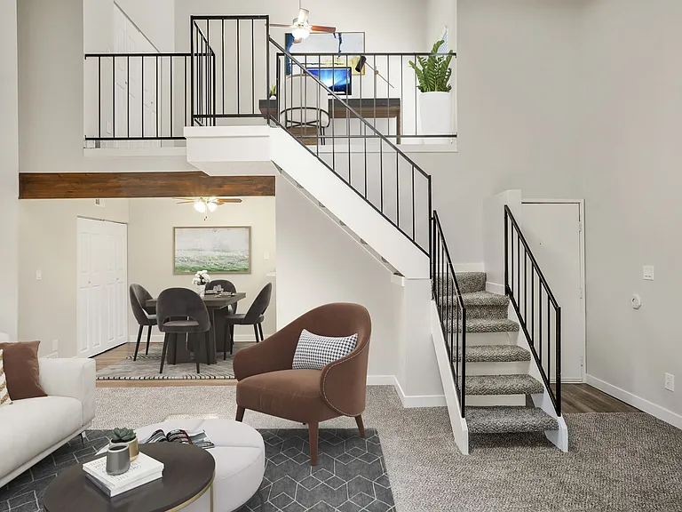 The Living Room with Loft at Hilltop View Apartments