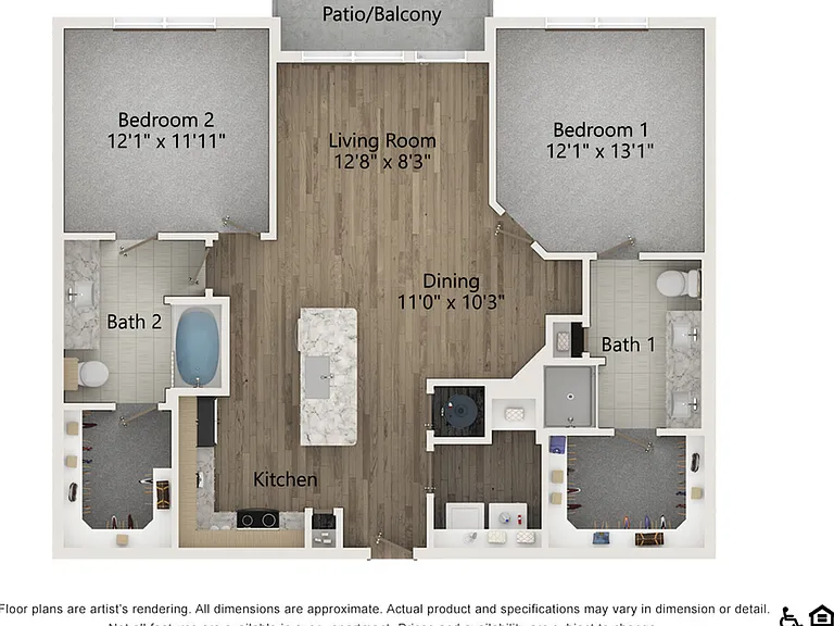 B1 | 2 bed 2 bath | 1153 sq ft B1 | 2 bed 2 bath | 1153 sq ft