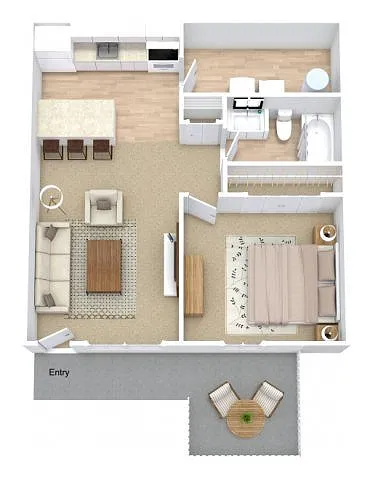 Floor plan One Bedroom / One Bath