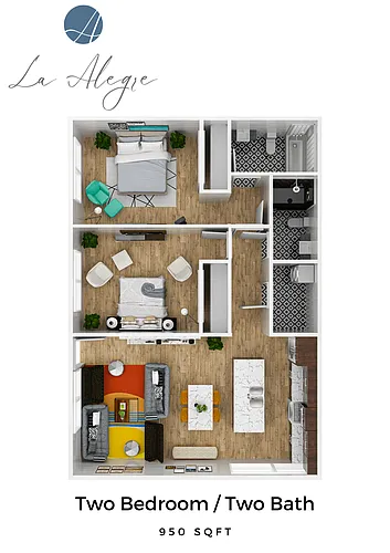 Floor plan Two Bedroom w/ Garage