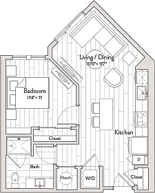 Floor plan 1 Bed/1 Bath-A7