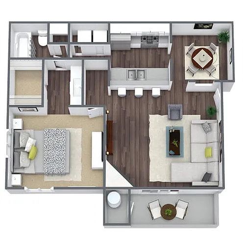 Floor plan A2: 1 Bed 1 Bath