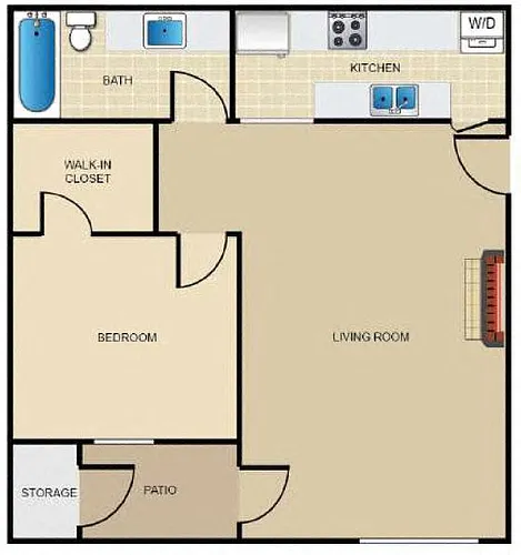 Floor plan A2 - 1 Bedroom