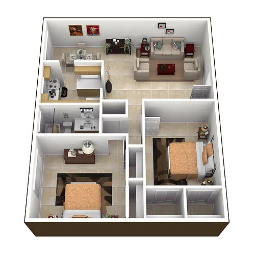 Floor plan 2 Bedroom, 1 Bathroom