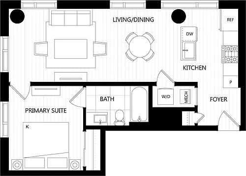 Floor plan 1 Bed/1 Bath-C24A