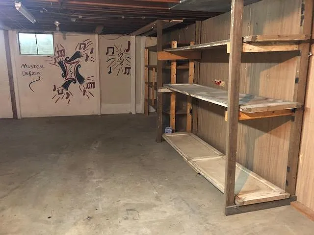 Basement storage shelving