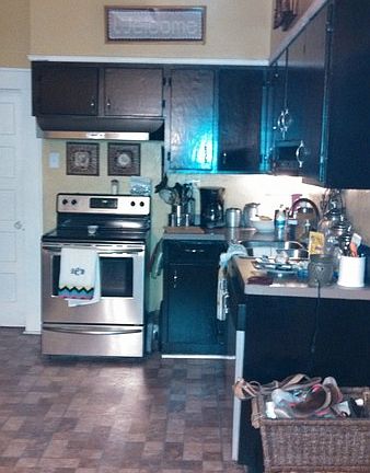 Kitchen : Painted black cabinets