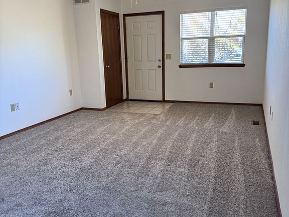 Front door and living room.