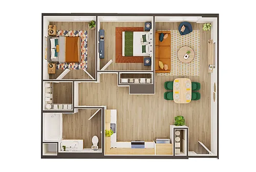 Floor plan 2BD 1 BA