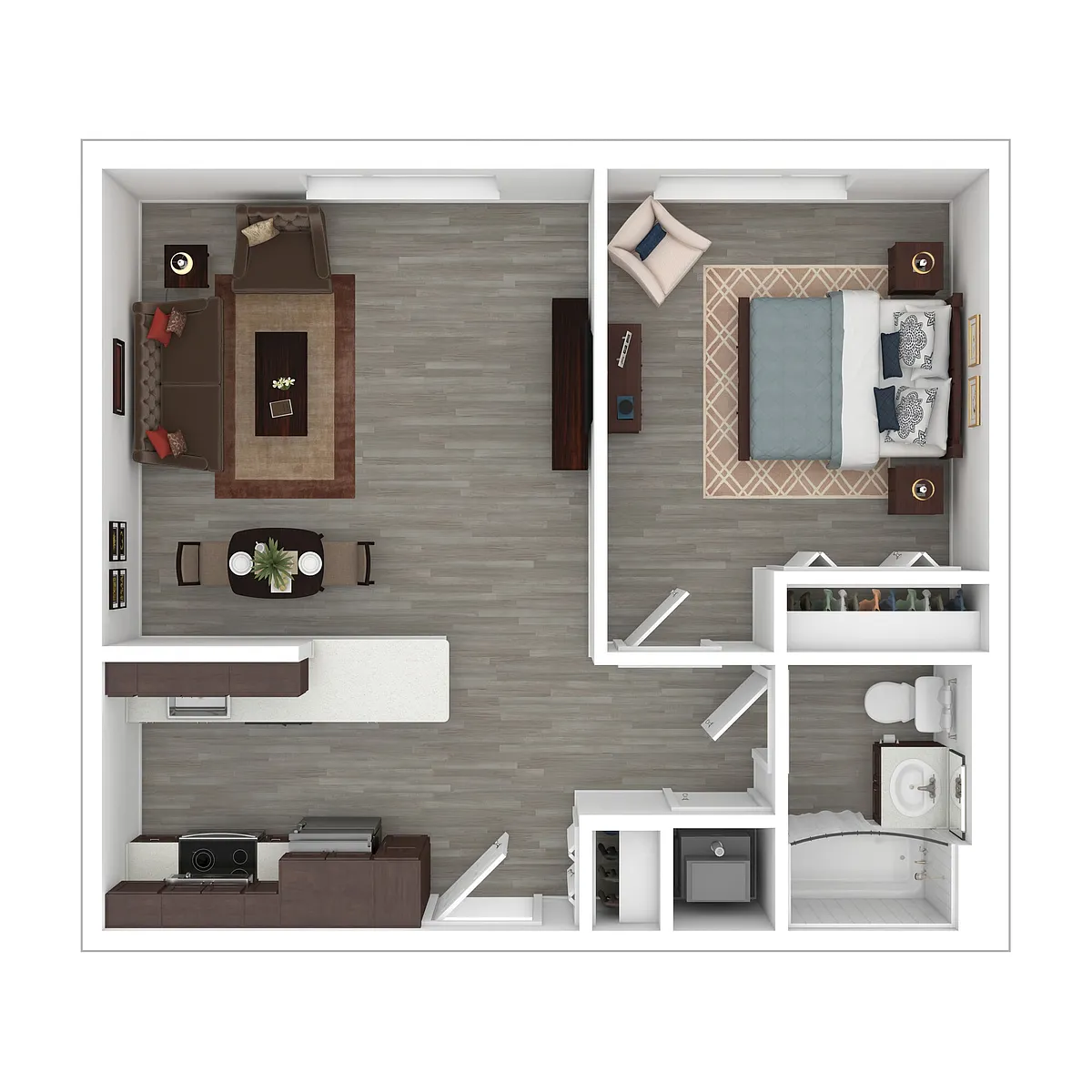 Floor plan 1 Bed, 1 Bath (Minimum and Maximum Income Limits)