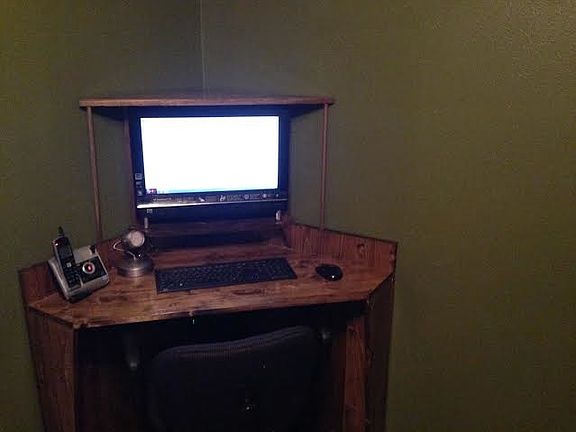 Desk with computer