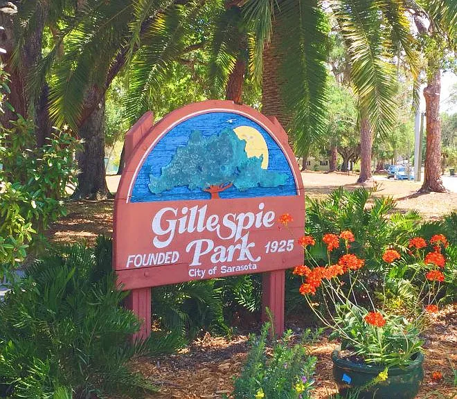 Gillespie Park 1 1/2 blocks away; Has tennis courts, basketball, pond and walking paths + dog park