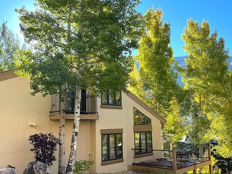 Exterior view of townhouse and deck