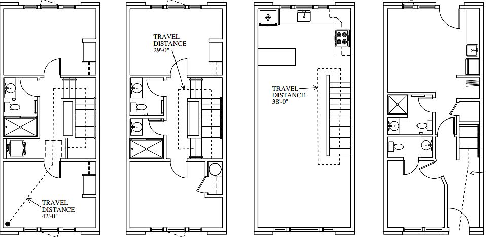 Layout of each floor of the building. 

1st Floor - Right Photo
2nd Floor - Middle Right
3rd Floor - Middle Left
4th floor - Left Photo