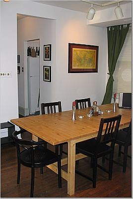 The dining area is large enough to accomodate a dining set for 8-10 people. 