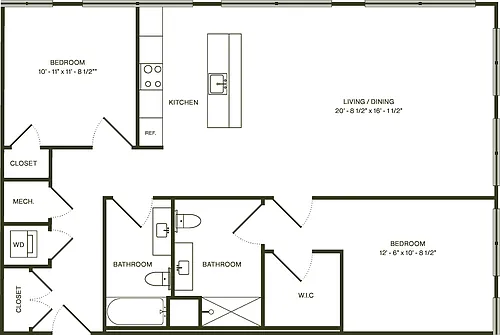 Floor plan Two Bedroom Deluxe B