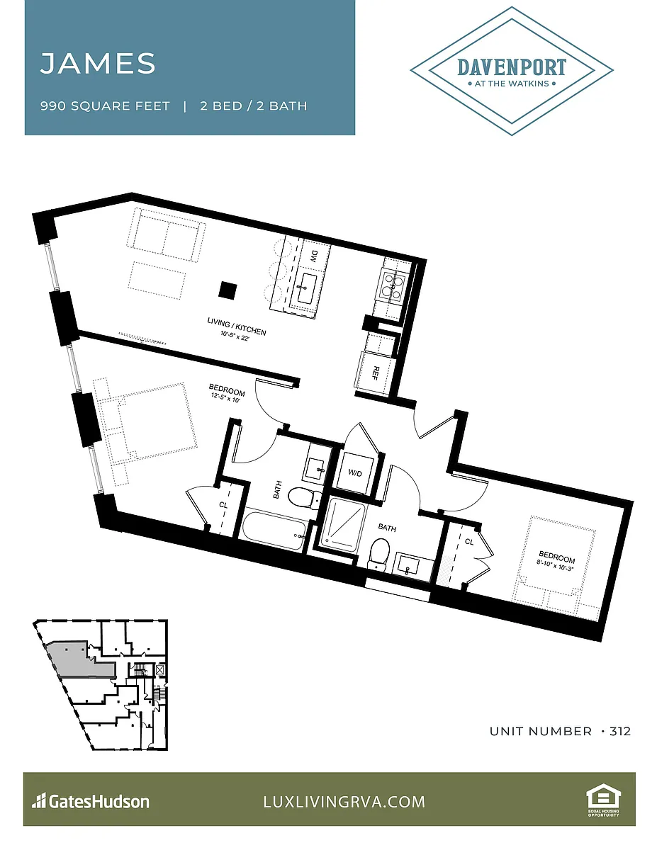 Floor plan James Two Bedroom