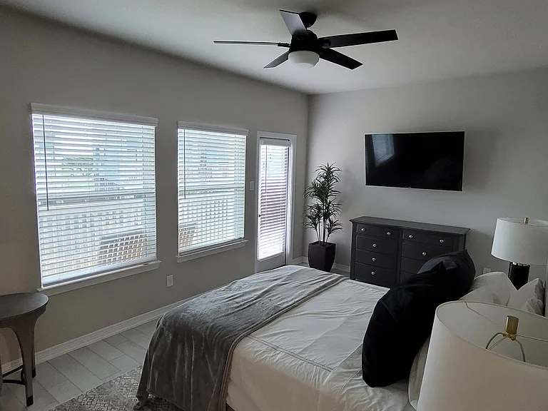 View of downstairs bedroom from entry way